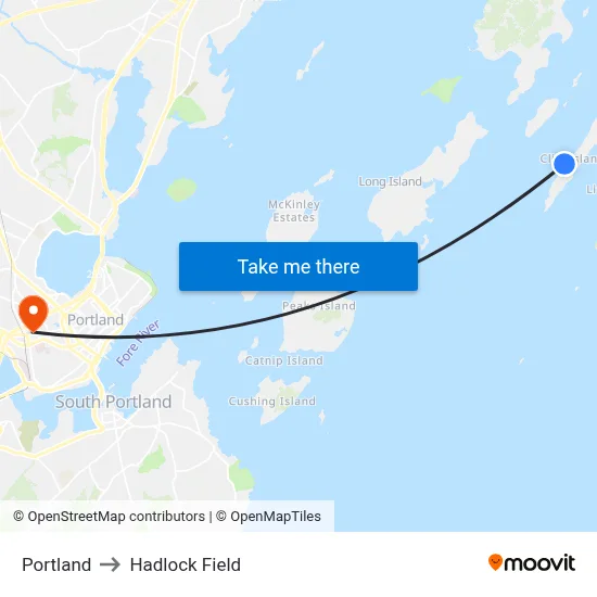 Portland to Hadlock Field map