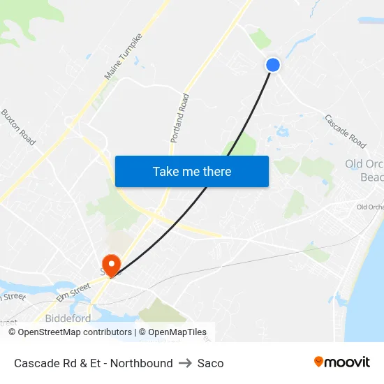 Cascade Rd & Et - Northbound to Saco map