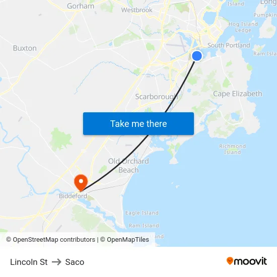 Lincoln St to Saco map