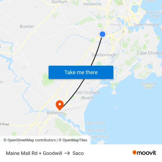 Maine Mall Rd + Goodwill to Saco map