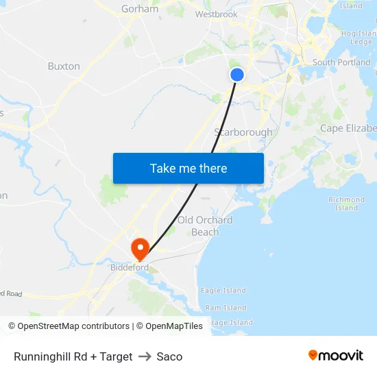 Runninghill Rd + Target to Saco map
