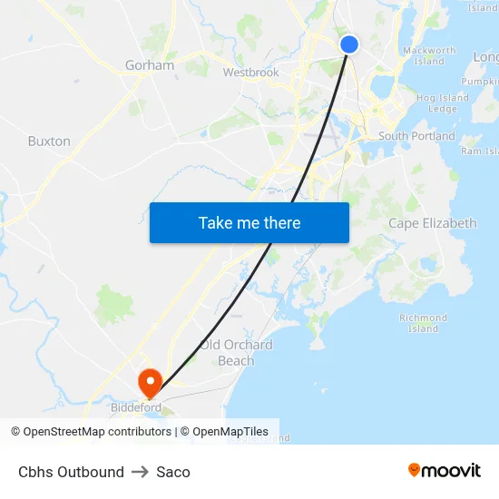 Cbhs Outbound to Saco map