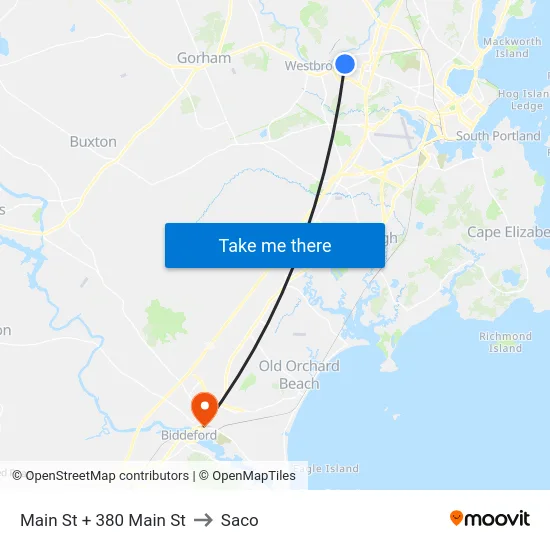 Main St + 380 Main St to Saco map