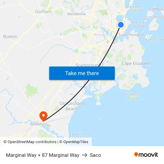 Marginal Way + 87 Marginal Way to Saco map