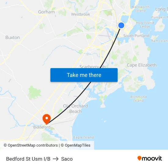 Bedford St Usm I/B to Saco map