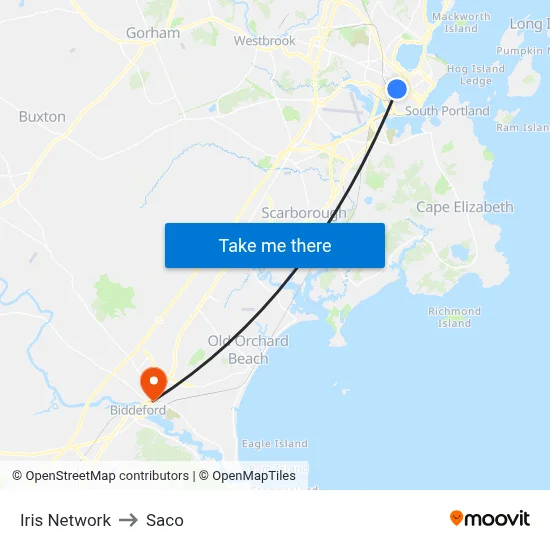 Iris Network to Saco map