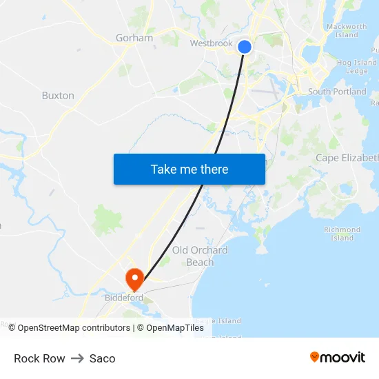 Rock Row to Saco map