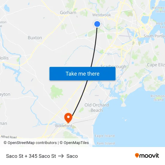 Saco St + 345 Saco St to Saco map