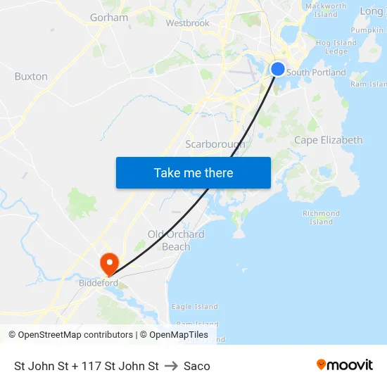 St John St + 117 St John St to Saco map