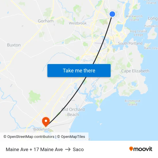 Maine Ave + 17 Maine Ave to Saco map