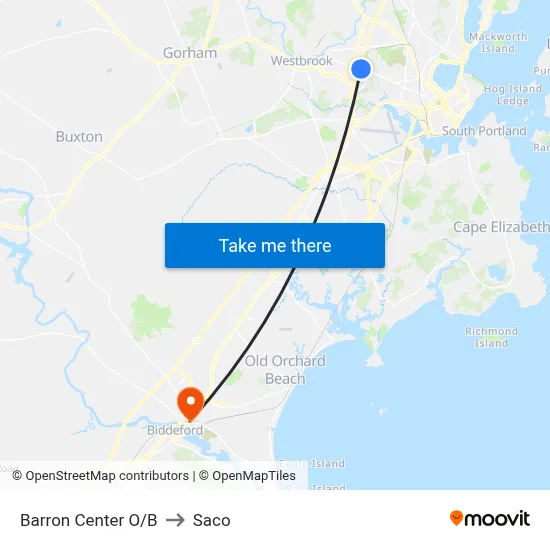 Barron Center O/B to Saco map