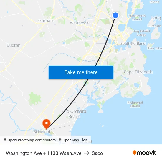 Washington Ave + 1133 Wash.Ave to Saco map