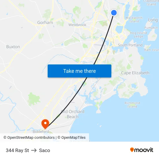 344 Ray St to Saco map