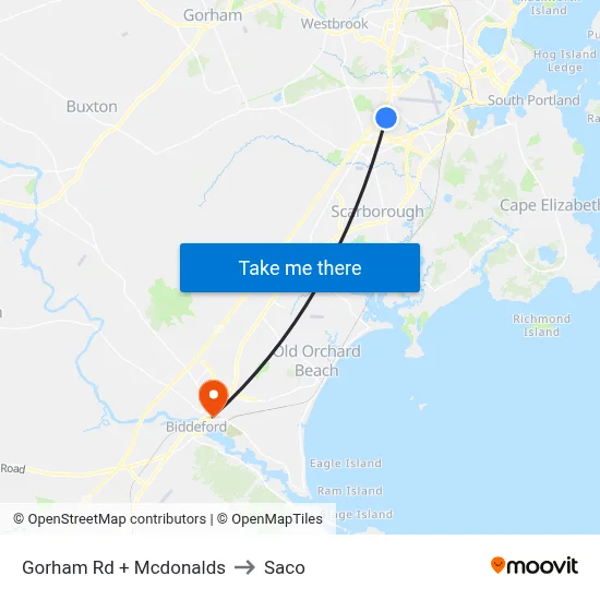 Gorham Rd + Mcdonalds to Saco map