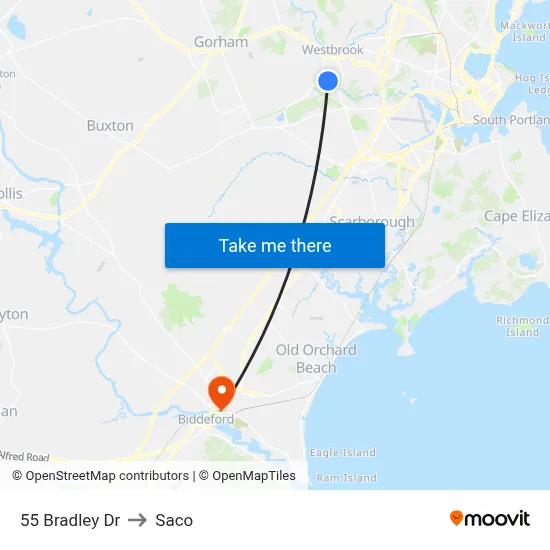55 Bradley Dr to Saco map