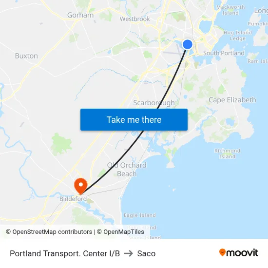 Portland Transport. Center I/B to Saco map