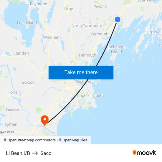Ll Bean I/B to Saco map