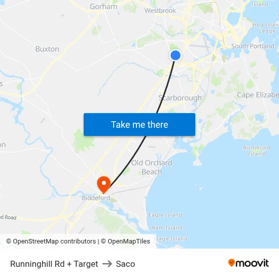 Runninghill Rd + Target to Saco map
