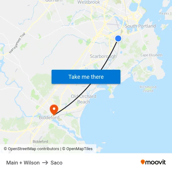 Main + Wilson to Saco map