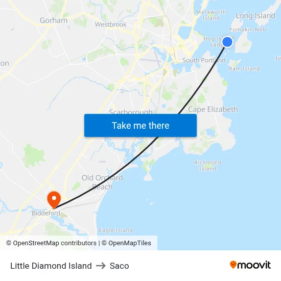 Little Diamond Island to Saco map