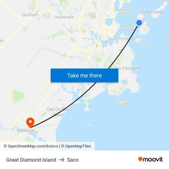 Great Diamond Island to Saco map