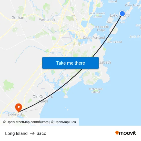 Long Island to Saco map