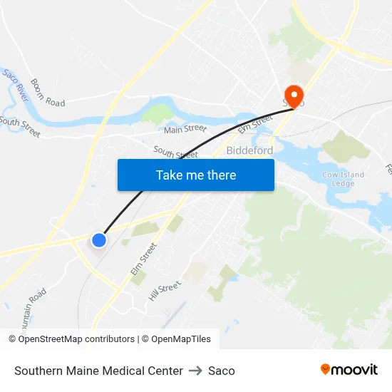 Southern Maine Medical Center to Saco map