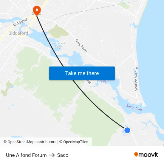 Une Alfond Forum to Saco map