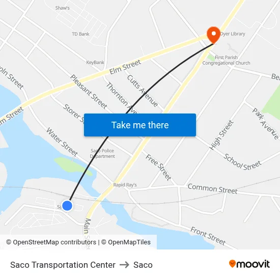 Saco Transportation Center to Saco map