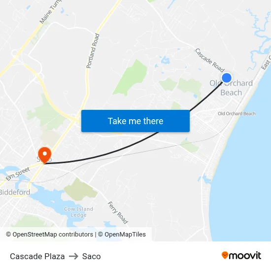 Cascade Plaza to Saco map