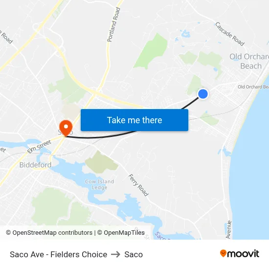 Saco Ave - Fielders Choice to Saco map