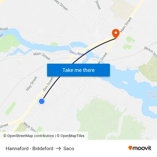 Hannaford - Biddeford to Saco map