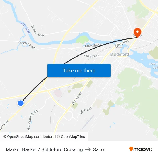 Market Basket / Biddeford Crossing to Saco map