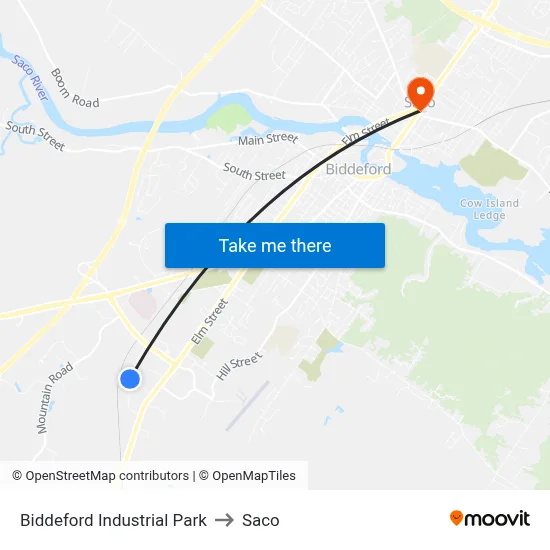 Biddeford Industrial Park to Saco map