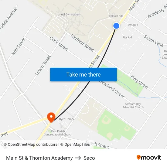 Main St & Thornton Academy to Saco map