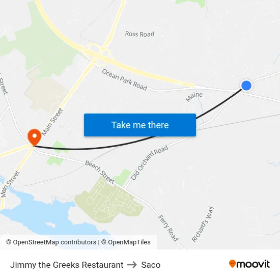 Jimmy the Greeks Restaurant to Saco map