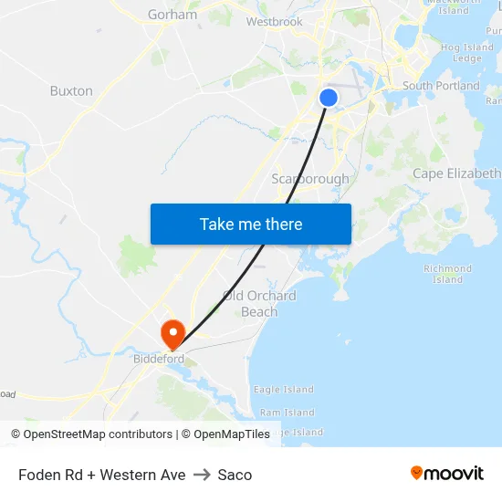Foden Rd + Western Ave to Saco map