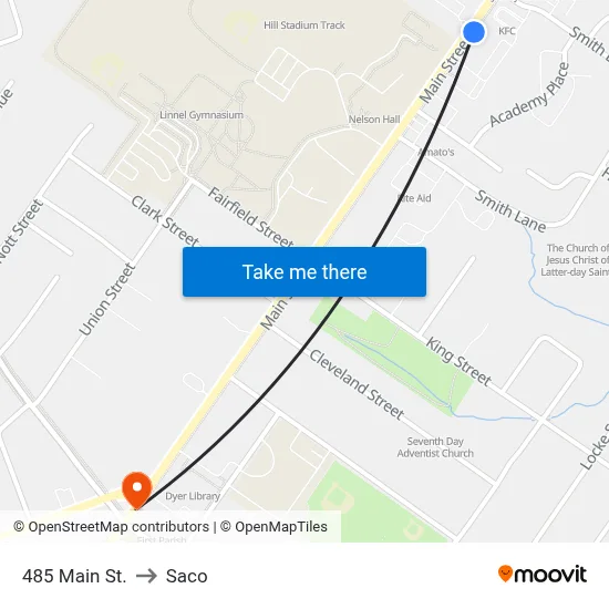 485 Main St. to Saco map