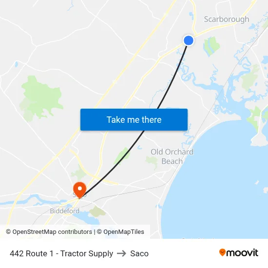 442 Route 1 - Tractor Supply to Saco map