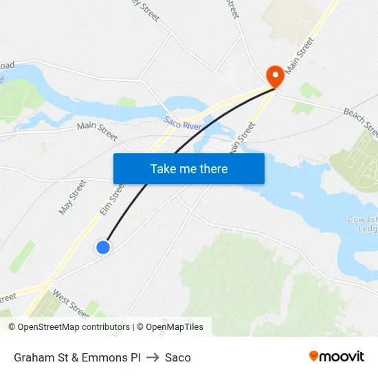 Graham St & Emmons Pl to Saco map