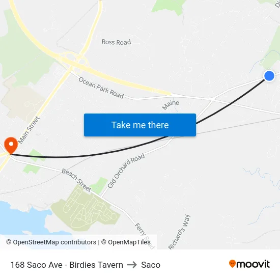 168 Saco Ave - Birdies Tavern to Saco map