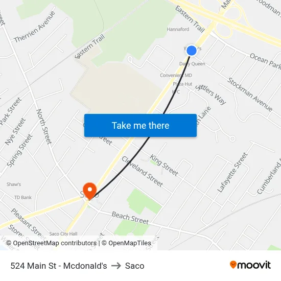524 Main St - Mcdonald's to Saco map