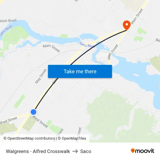 Walgreens - Alfred Crosswalk to Saco map