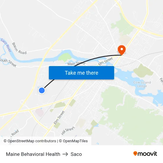 Maine Behavioral Health to Saco map