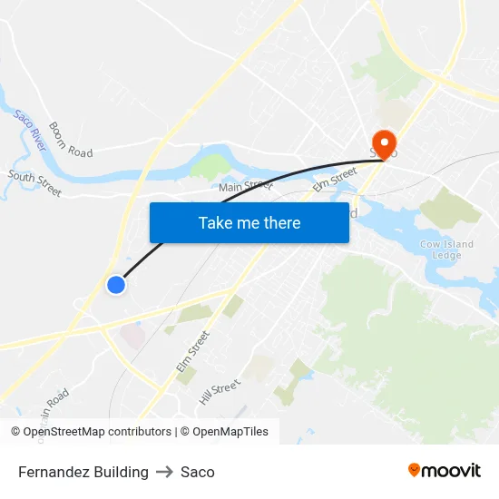 Fernandez Building to Saco map