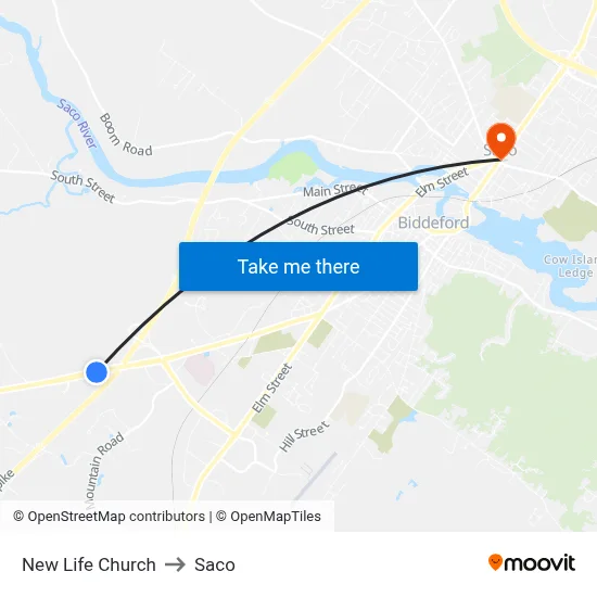 New Life Church to Saco map