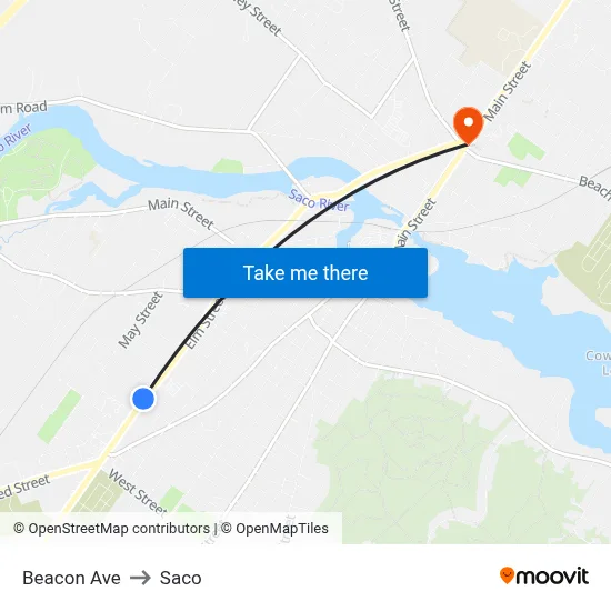 Beacon Ave to Saco map