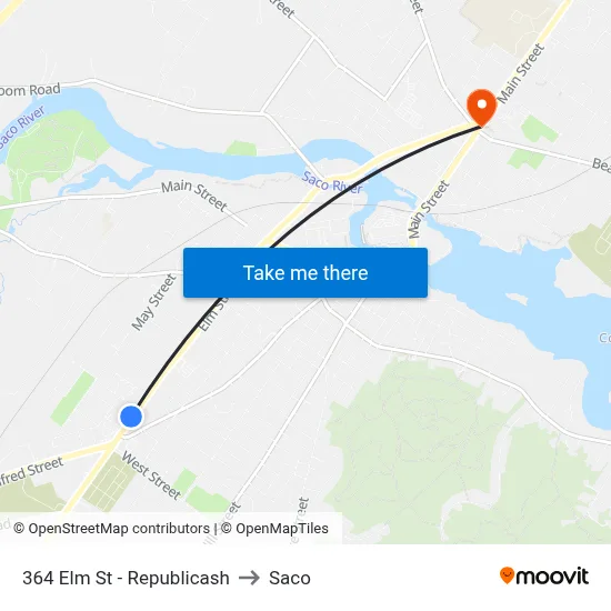 364 Elm St - Republicash to Saco map