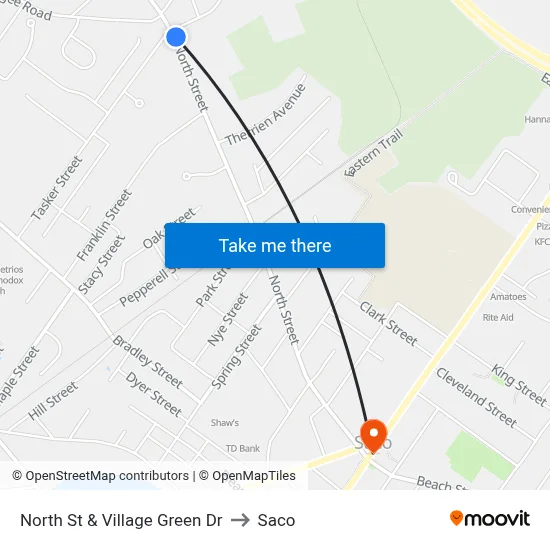 North St & Village Green Dr to Saco map