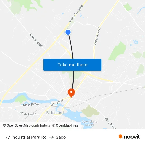 77 Industrial Park Rd to Saco map